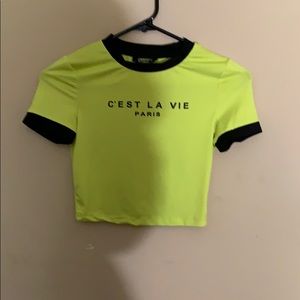 Neon Shein cropped shirt